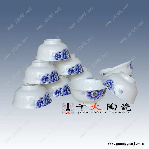 千火陶瓷 青花蓝玫瑰 青花蓝玫瑰套碗定制图2