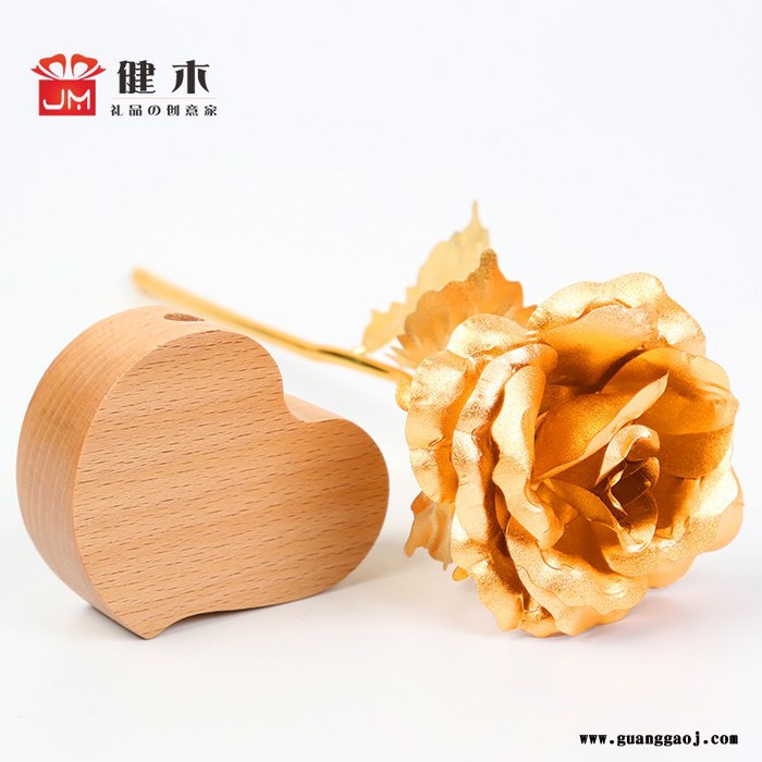 健木 创意心形木底座 送女友玫瑰花插花木底座 情人节礼品图5