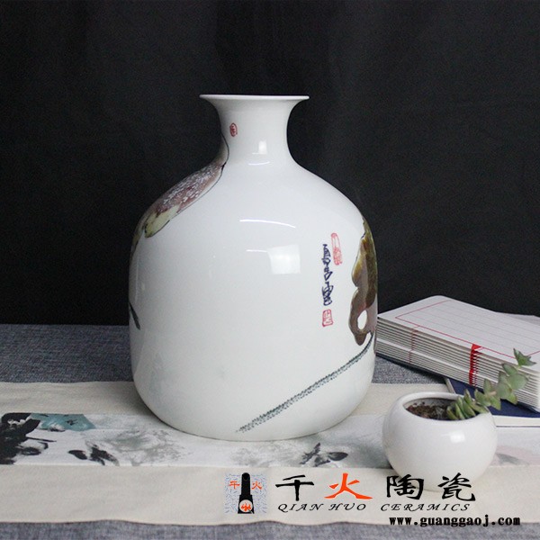 手绘和为贵窑变花瓶FCXCQQIBQ070E-高29cm  宽22.3cm 手绘陶瓷花瓶图3