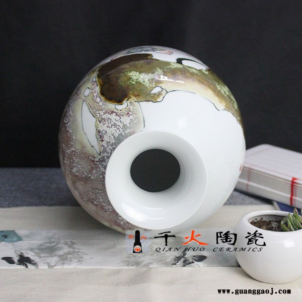 手绘和为贵窑变花瓶FCXCQQIBQ070E-高29cm  宽22.3cm 手绘陶瓷花瓶图4