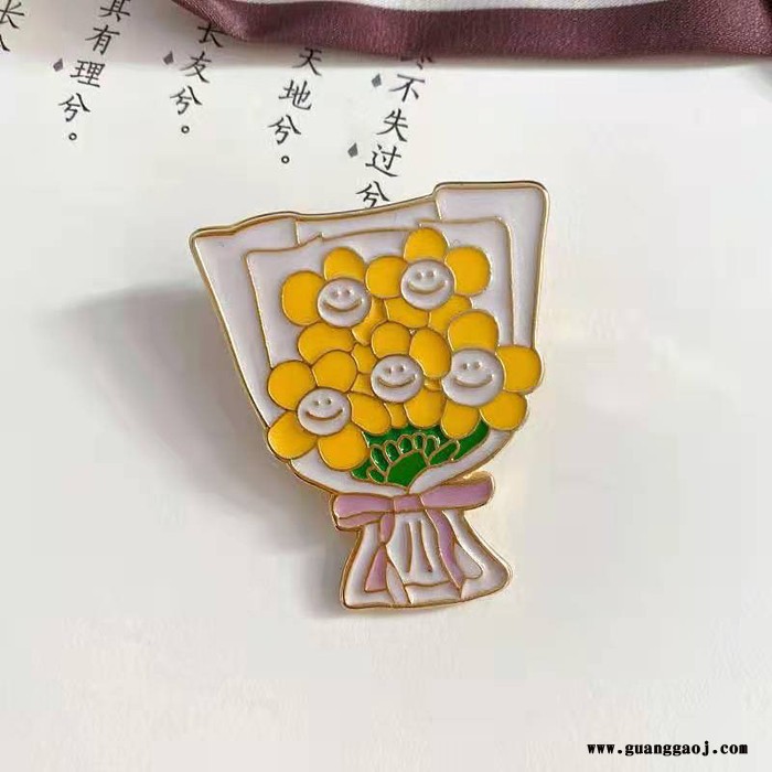 玫瑰鲜花创意金属徽章定制锌合金激光刻字镂空 礼品工艺品纪念品 欢迎来图定制图1