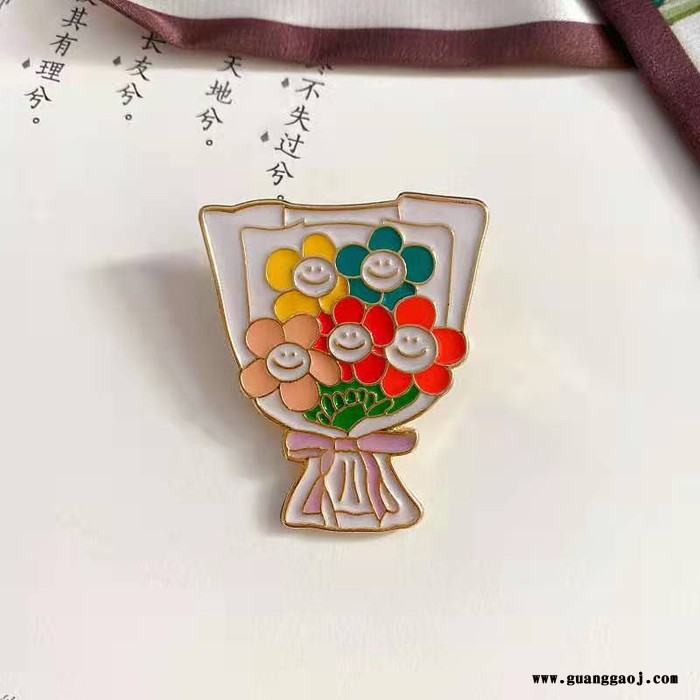 玫瑰鲜花创意金属徽章定制锌合金激光刻字镂空 礼品工艺品纪念品 欢迎来图定制图2