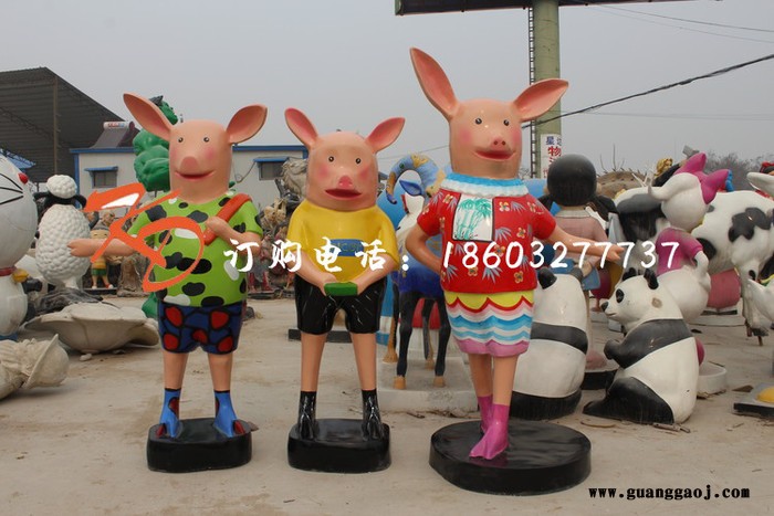 山西康大雕塑 定制礼品纯全手工剁毛三只猪小动物图4