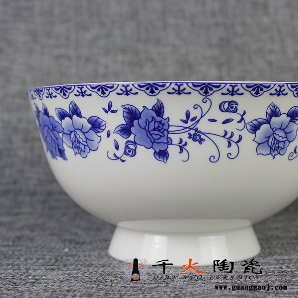 千火陶瓷 青花礼品碗定高脚青花碗图2