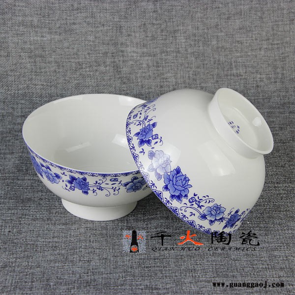 千火陶瓷 青花礼品碗定高脚青花碗图3
