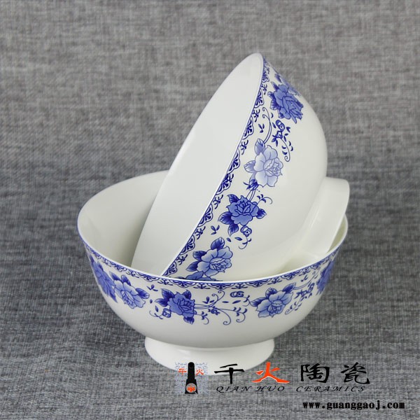 千火陶瓷 青花礼品碗定高脚青花碗图4