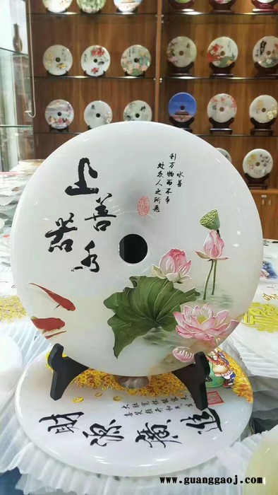 广州白玉石平安扣摆件定做批发，商务礼品定做图5