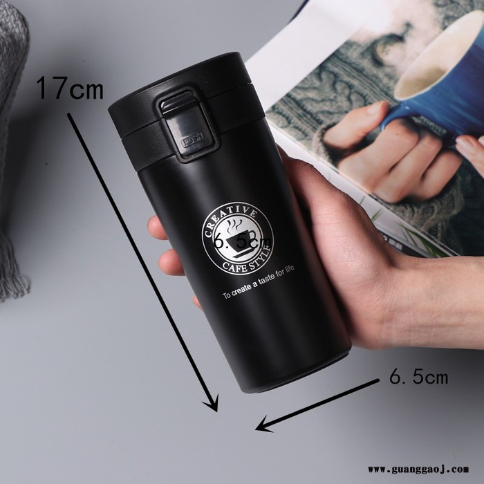 新款创意不锈钢咖啡杯时尚礼品定制保温杯休闲弹跳盖车载水杯子图3