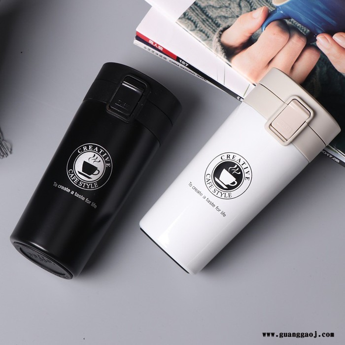 新款创意不锈钢咖啡杯时尚礼品定制保温杯休闲弹跳盖车载水杯子图7
