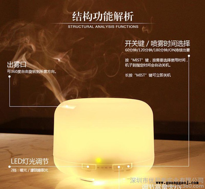 **500ML家用美容香薰机超声波加湿器创意礼品直销图3