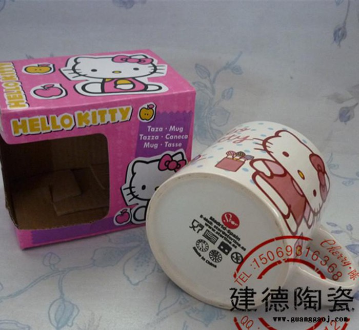 可爱卡通Kitty猫陶瓷杯 粉色动漫咖啡杯陶瓷 创意礼品可定做图2