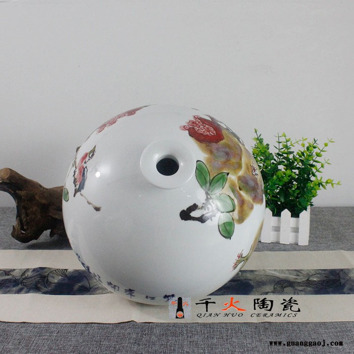 千火陶瓷 手绘笑口常开陶瓷球瓶FCXCQQQBQ080E-高29cm 宽28cm图5