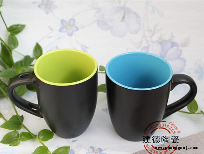 哑光双色鼓肚陶瓷杯 创意节日礼品促销杯陶瓷  定制logo图3