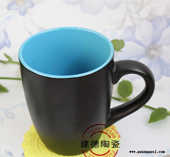 哑光双色鼓肚陶瓷杯 创意节日礼品促销杯陶瓷  定制logo图2