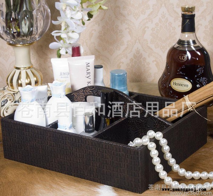 中式古典花纹皮革办公家用桌面收纳盒化妆收纳座时尚创意礼品订做