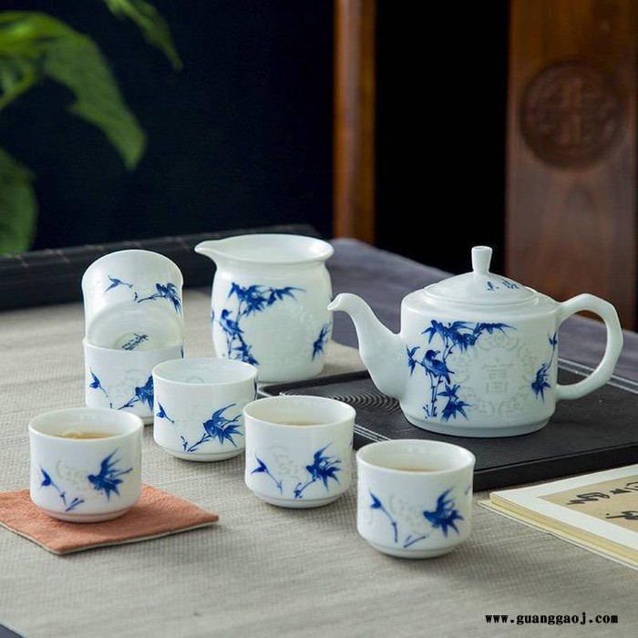年会礼品玲珑功夫茶具 高温陶瓷茶具定制图4