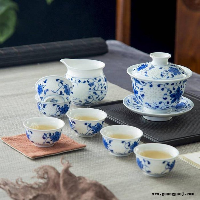 年会礼品玲珑功夫茶具 高温陶瓷茶具定制图2