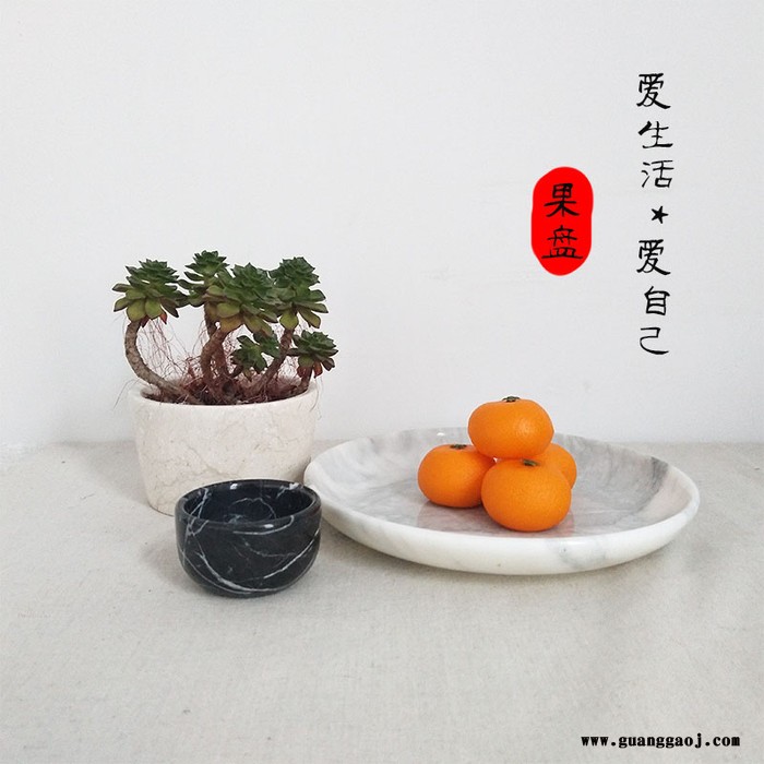 卡拉拉灰大理石小果盘简约家居酒店装饰水果盘定制礼品 现货可售 定制礼品礼盒logo图4