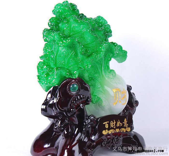 义乌新款百财如意客厅摆件 仿玉白菜创意开业礼品实用工艺摆件图2