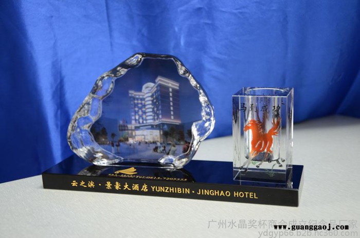 同学聚会纪念品 商务工艺礼品定制 工厂搬迁纪念品水晶笔筒两件套定制图2