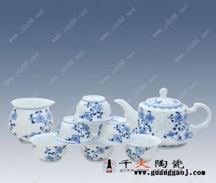 千火陶瓷茶具厂家 礼品青花瓷茶具定制图2