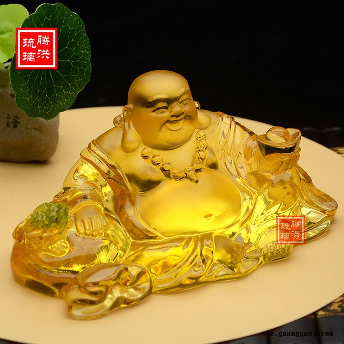 琉璃艺术**汽车摆件新款琉璃摆件礼品定制琉璃貔貅琉璃弥勒佛批发图1