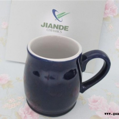 创意色釉陶瓷杯鼓肚杯异型注浆陶瓷实用促销办公礼品可定制log