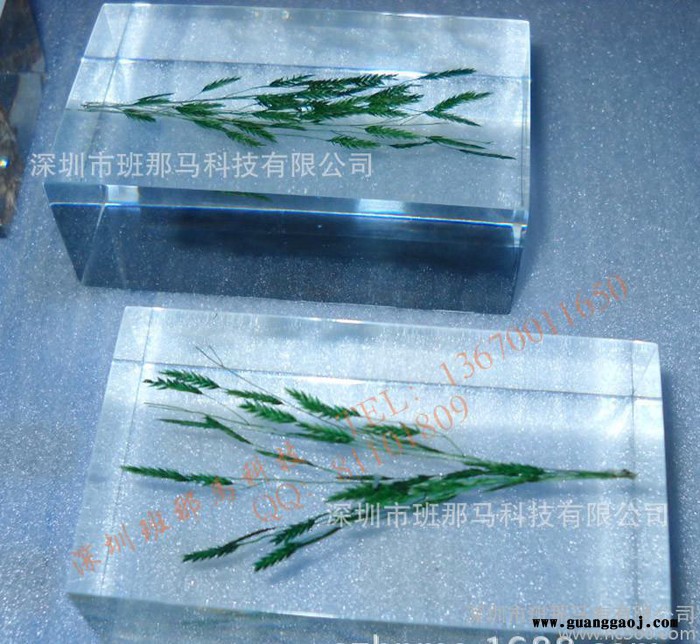 创意礼品定制 高透明水晶胶内嵌花草标本 内埋植物标本纪念礼品