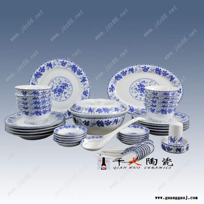 开业赠品会销礼品定制 景德镇陶瓷碗盘碟套装 青花瓷碗套装图6