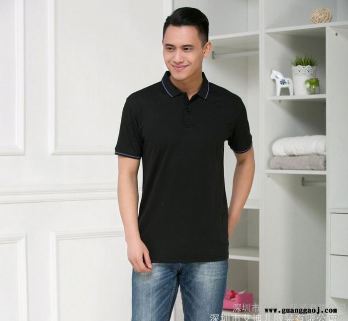 短袖翻领polo衫定制工作服定做纯棉文化广告衫印制班服T恤图1