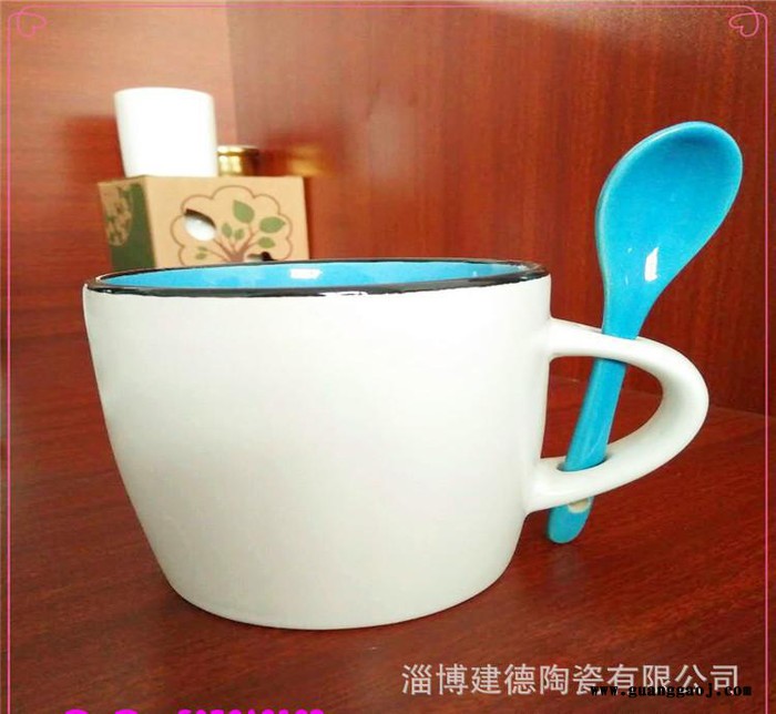 陶瓷插手咖啡杯色釉鼓肚子咖啡杯创意礼品促销礼品赠品定制LOGO图2