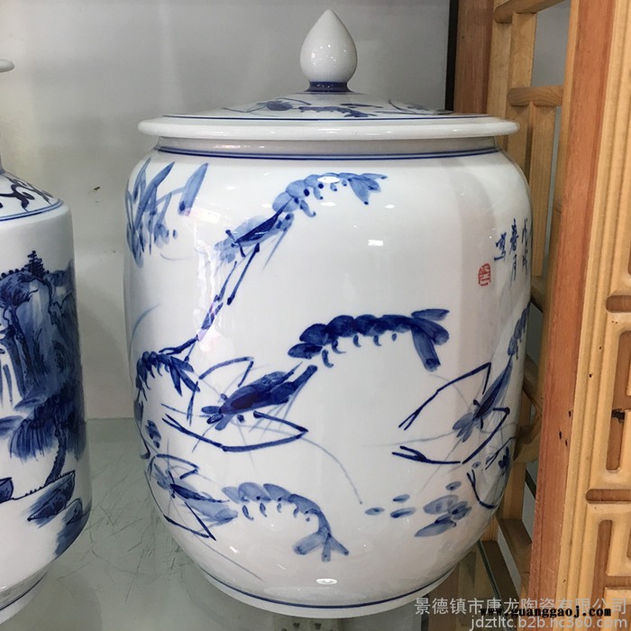 唐龙陶瓷  陶瓷青花盖罐 陶瓷礼品罐定制 供应陶瓷密封罐图1