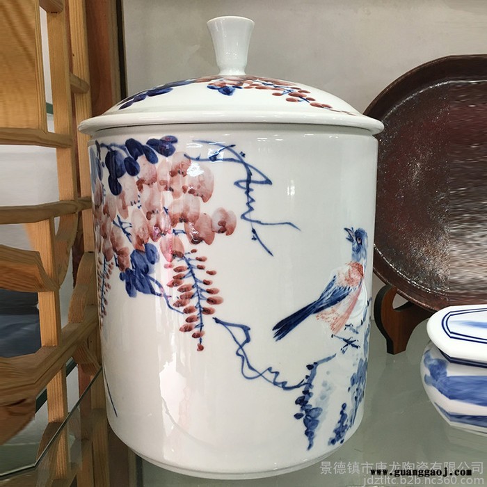 唐龙陶瓷  陶瓷青花盖罐 陶瓷礼品罐定制 供应陶瓷密封罐图5