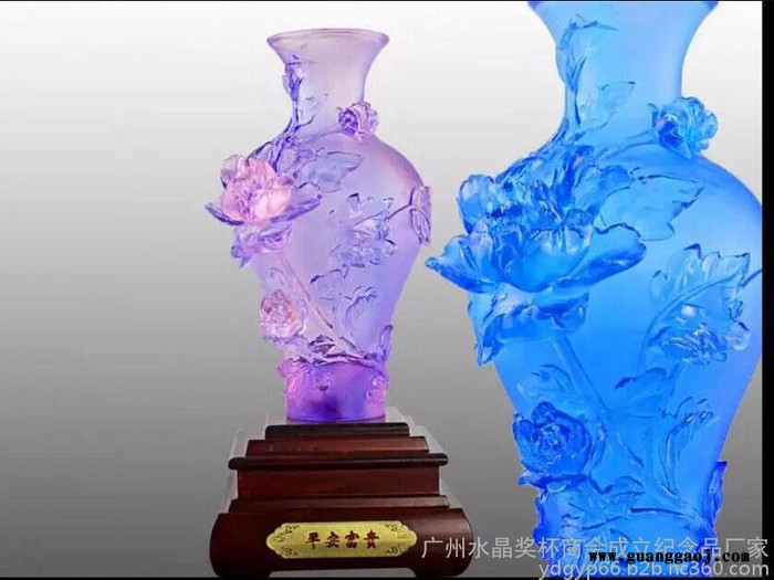 定制 琉璃礼品 家居摆件琉璃花瓶 赠送婚庆礼品琉璃缘定今生摆件纪念品 大小号琉璃花瓶 琉璃工艺品图1