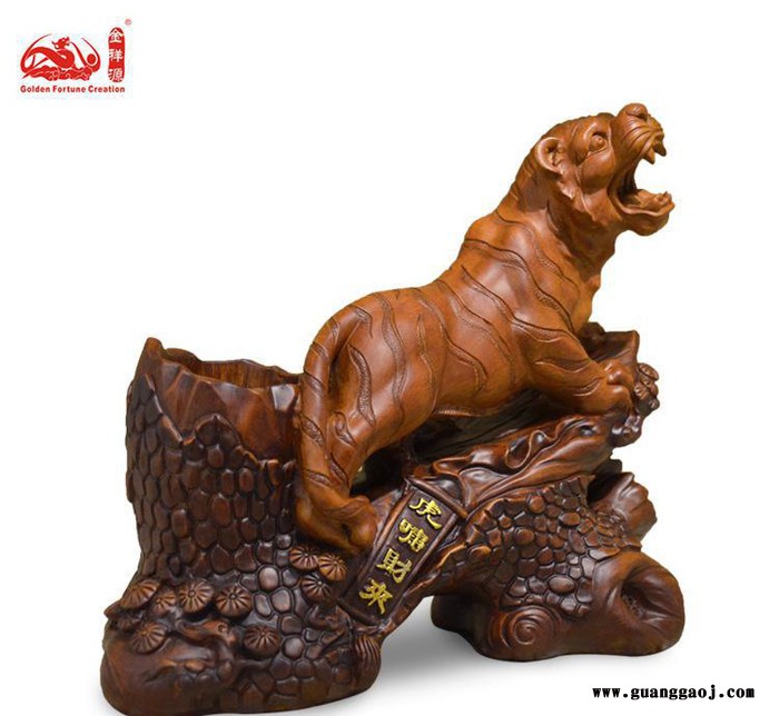 金祥源 直销 家居摆件 虎啸财来笔筒  生肖创意礼品 风水摆件图2