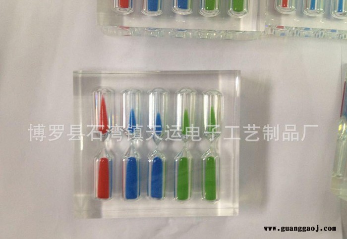 亚克力含5支玻璃管沙漏创意礼物水晶胶沙漏摆件树脂礼品图3