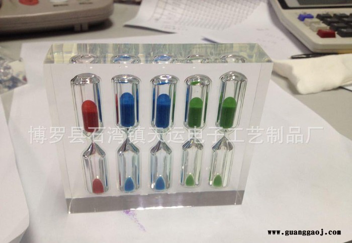 亚克力含5支玻璃管沙漏创意礼物水晶胶沙漏摆件树脂礼品图2