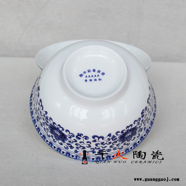 千火陶瓷 青花缠枝莲花碗定制图2