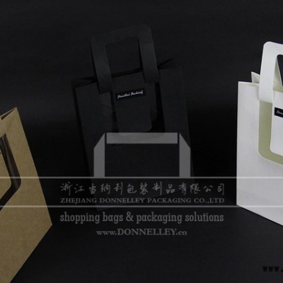 浙江当纳利 杭州创意手提袋设计，2016年 款礼品袋，250g白牛皮纸贴高清透明PET纸袋，杭州定制创意的环保包装袋