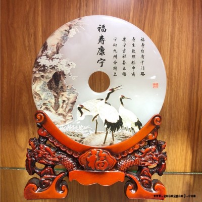 玉石平安扣礼品定做茶纺装饰摆件茶厅摆件朋友搬新家礼物定制