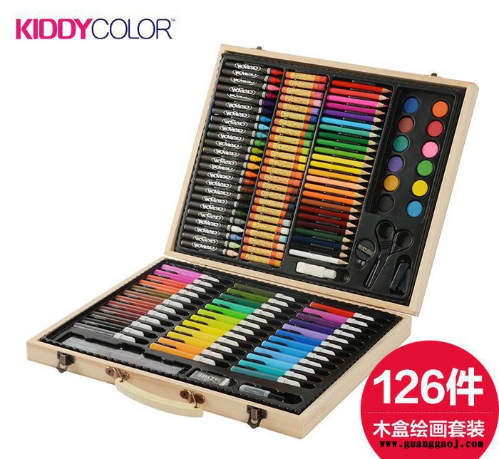 当好妈康大美术儿童绘画套装126件木盒套装创意礼品美术用品工具