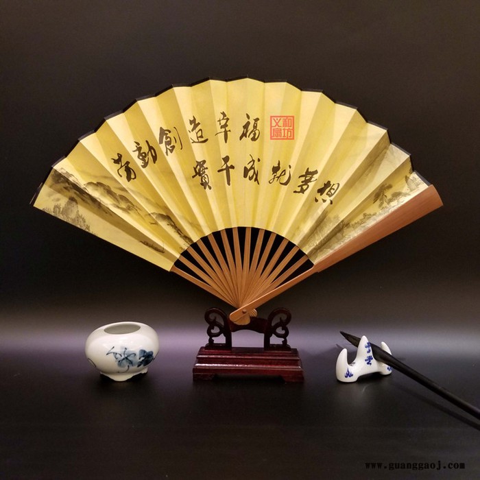 义和 折扇女扇子厂家批发真丝女扇定做丝绸中国风一笑梅日式女扇礼品扇定制图4