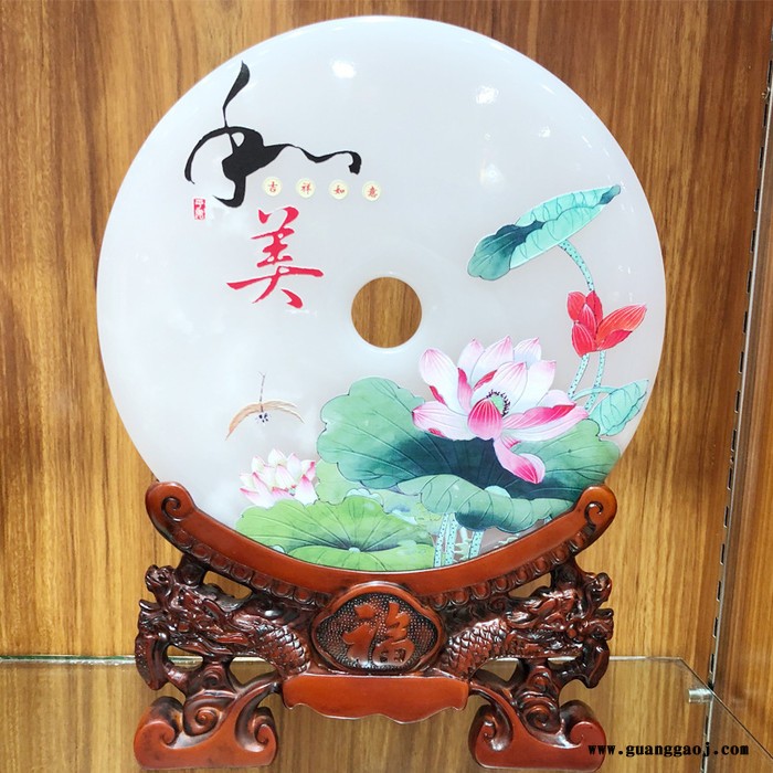 广州供应白玉平安扣摆件商务礼品定制，天然玉石平安扣摆件，阿富汗白玉石价格图4