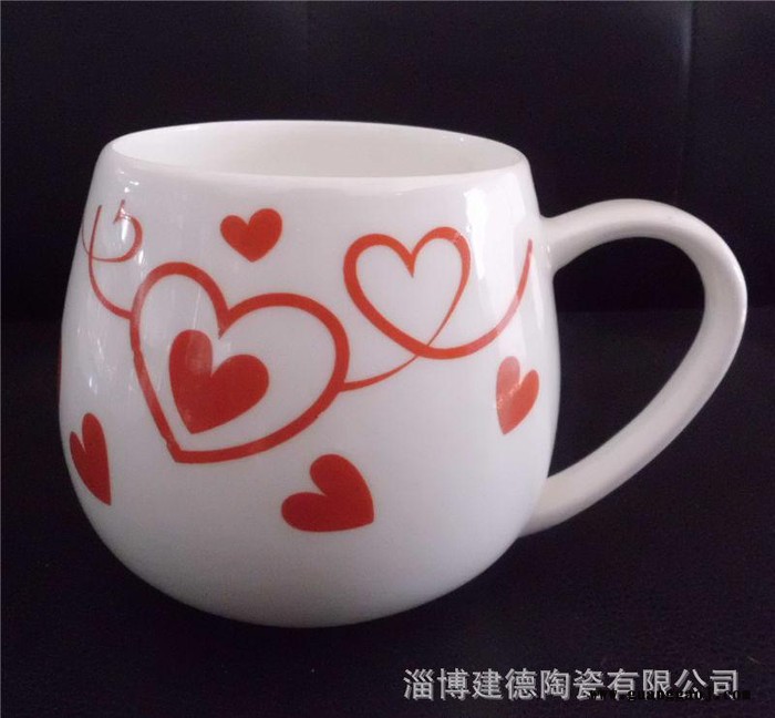 定制马克杯创意心形图案咖啡杯陶瓷杯LOGO定制节日礼品外贸陶瓷杯图2