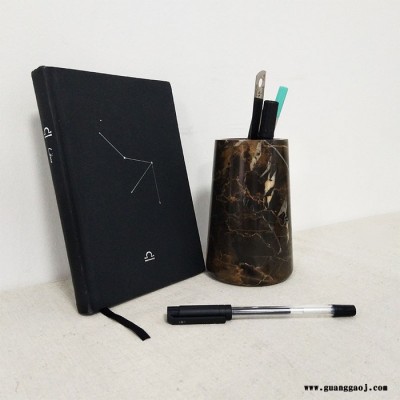 黑金花大理石桌面创意装饰笔筒尺寸可定制毕业礼品现货可售