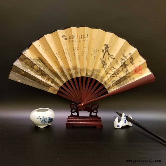 义和 竹折扇9寸广告折扇绢布扇纸扇广告扇子定做定制礼品扇夏季图6
