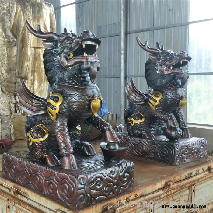大号型纯铜麒麟  安宅铜麒麟雕塑 仿真动物工艺摆件 全铜福麒麟礼品 铜麒麟价格 妙缘铜雕定制图8