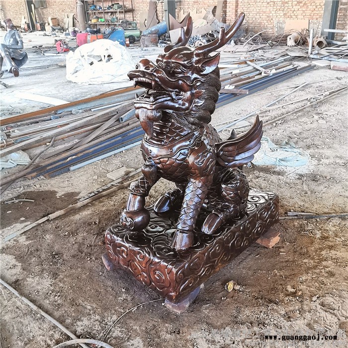 大号型纯铜麒麟  安宅铜麒麟雕塑 仿真动物工艺摆件 全铜福麒麟礼品 铜麒麟价格 妙缘铜雕定制图4