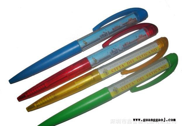 塑胶创意圆珠笔入油笔 2D或者3D漂浮物灌油圆珠笔文具礼品图2