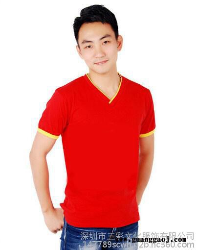 莱卡V领短袖 diy T恤定做 班服定做定制文化衫 广告衫 社团协会服图5